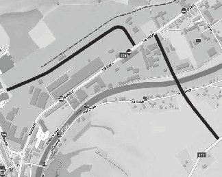 Mapa propojení ulic Hrádecká, Nádražní a Chmelenská